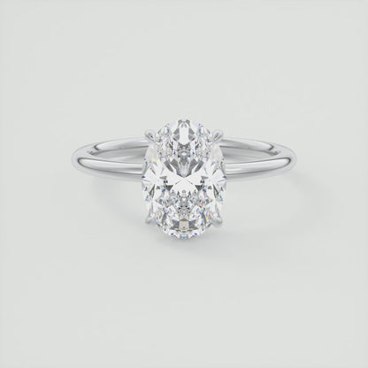 Aura Glide Oval Solitaire Ring – Lab Diamond or Moissanite