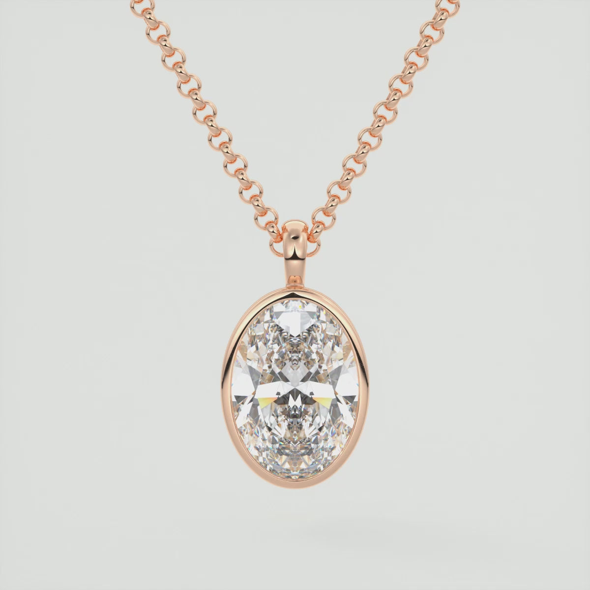 Valencia Oval Bezel Pendant Necklace – Lab-Grown Diamond or Moissanite