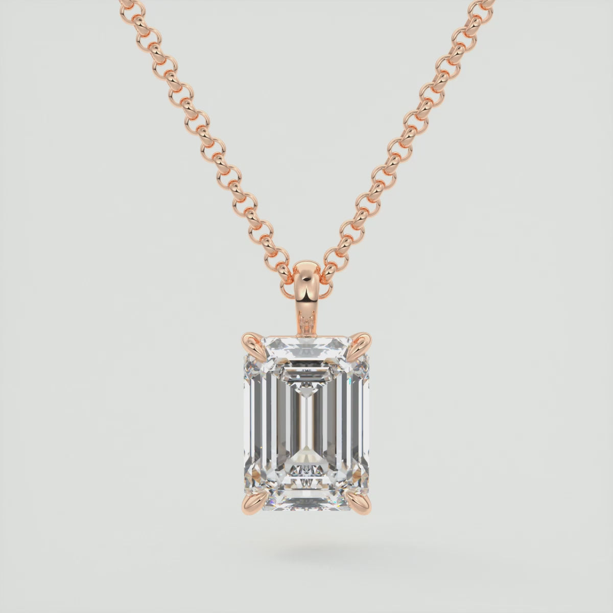 Celestine Emerald Prong Set Pendant Necklace – Lab-Grown Diamond or Moissanite
