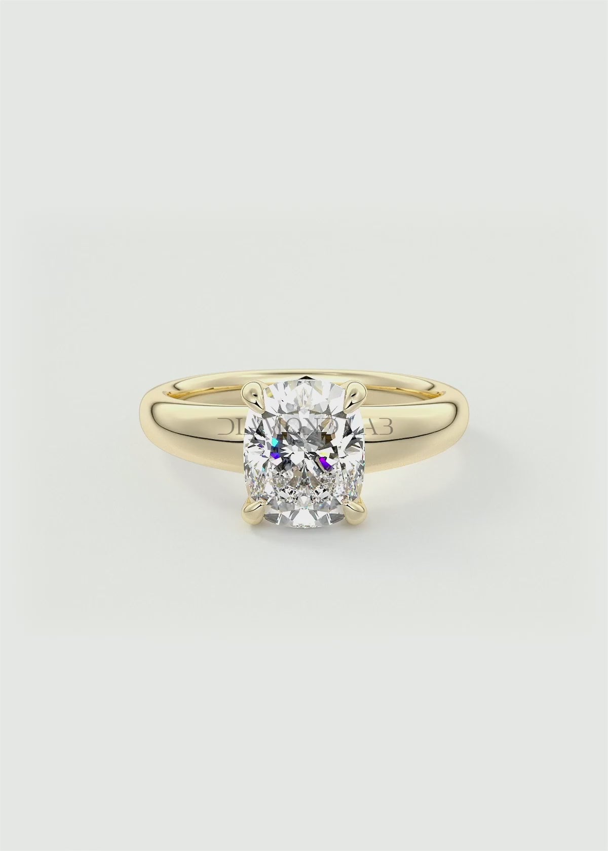 Aura Tapered Elongated Cushion Solitaire Engagement Ring