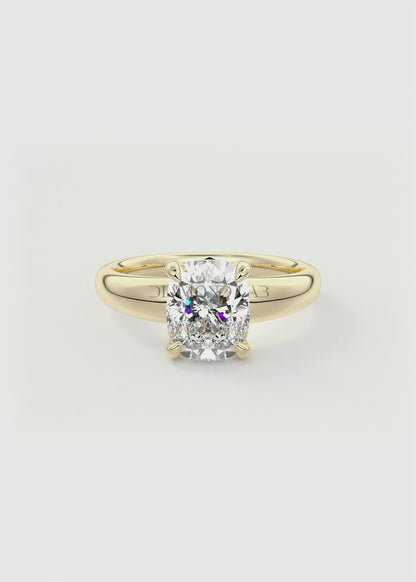 Aura Tapered Elongated Cushion Solitaire Engagement Ring