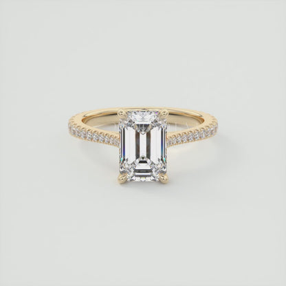Juliette Emerald Hidden Halo Pavé Cathedral Engagement Ring