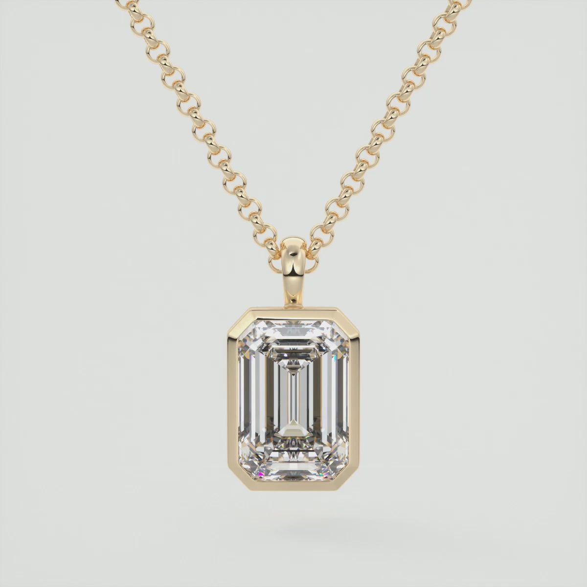 Lucienne Emerald Bezel Pendant Necklace – Lab-Grown Diamond or Moissanite