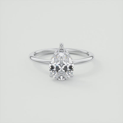 Celestia Pear Hidden Halo Ring – Lab Diamond or Moissanite
