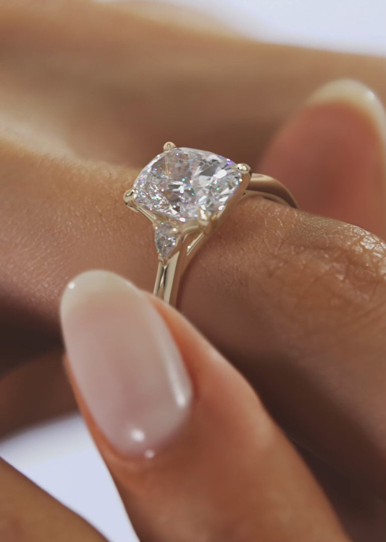 Cassia Cushion Trilogy Engagement Ring