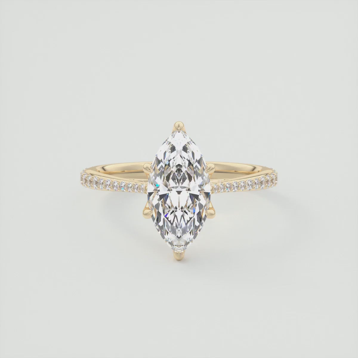 Tulip Marquise Pavé Cathedral Solitaire Ring