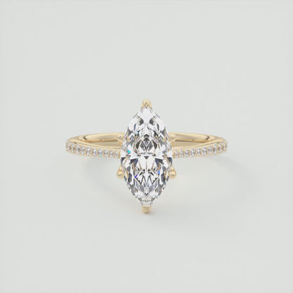 Tulip Marquise Pavé Cathedral Solitaire Ring