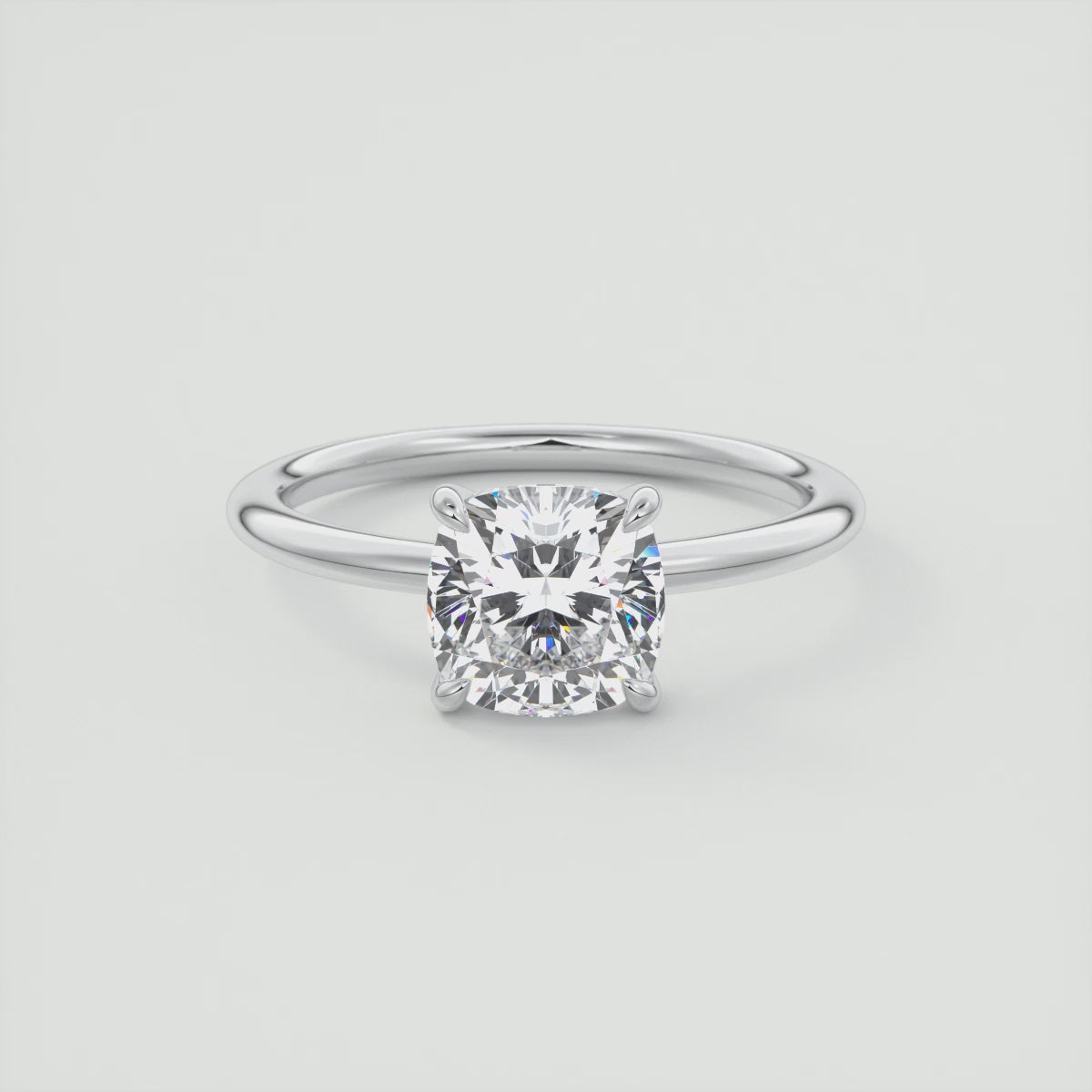 Aura Glide Cushion Solitaire Ring – Lab Diamond or Moissanite
