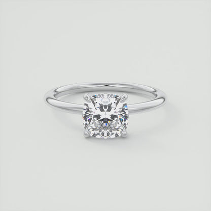 Aura Glide Cushion Solitaire Ring – Lab Diamond or Moissanite