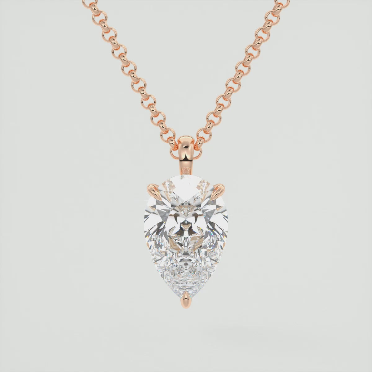 Aveline Pear Prong Set Pendant Necklace – Lab-Grown Diamond or Moissanite