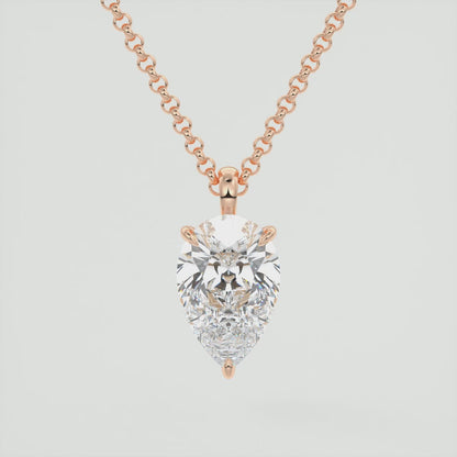 Aveline Pear Prong Set Pendant Necklace – Lab-Grown Diamond or Moissanite