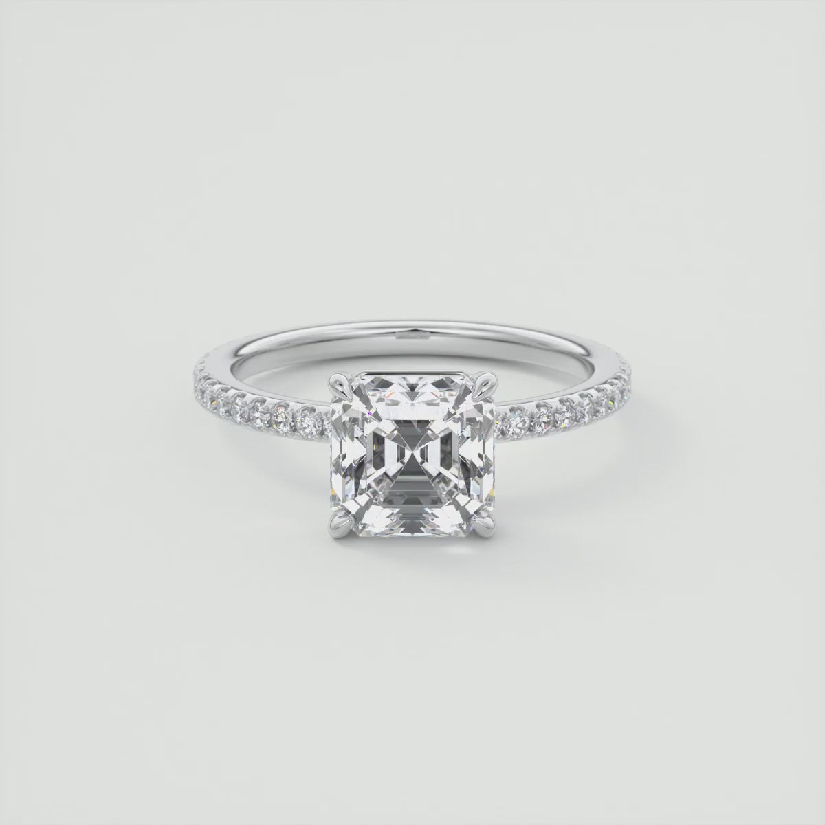 Isolde Asscher Pavé Solitaire Ring