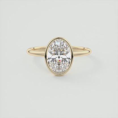 Véda Oval Bezel Ring – Lab Diamond or Moissanite