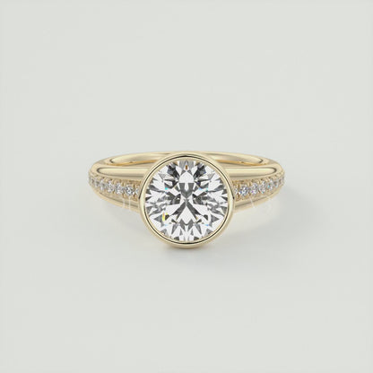 Neriah Round Bezel Set Split Shank Engagement Ring