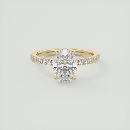 Elara Oval Pavé Engagement Ring – Lab Diamond or Moissanite