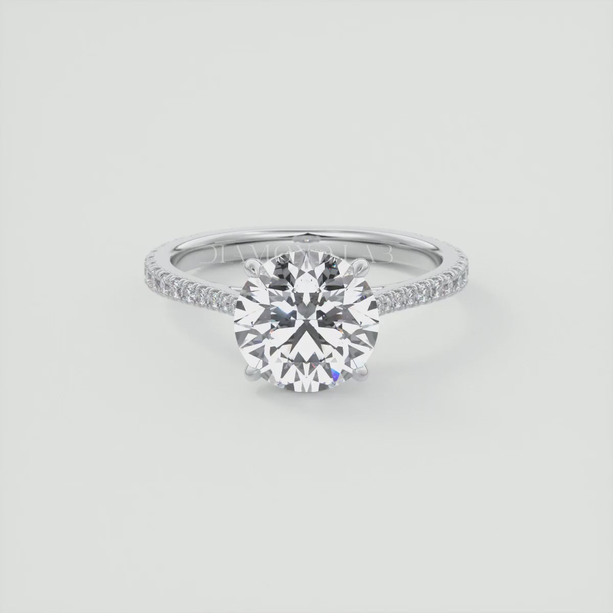 Juliette Round Hidden Halo Pavé Cathedral Engagement Ring