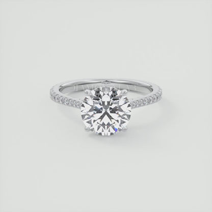 Juliette Round Hidden Halo Pavé Cathedral Engagement Ring