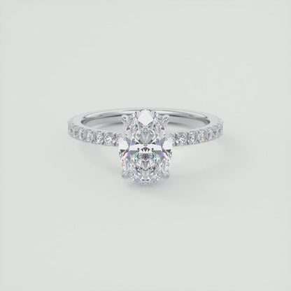 Elara Oval Pavé Engagement Ring – Lab Diamond or Moissanite