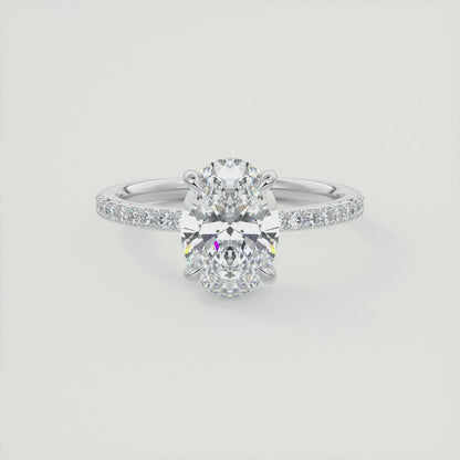 Liora Oval Pavé Engagement Ring – Lab Diamond or Moissanite