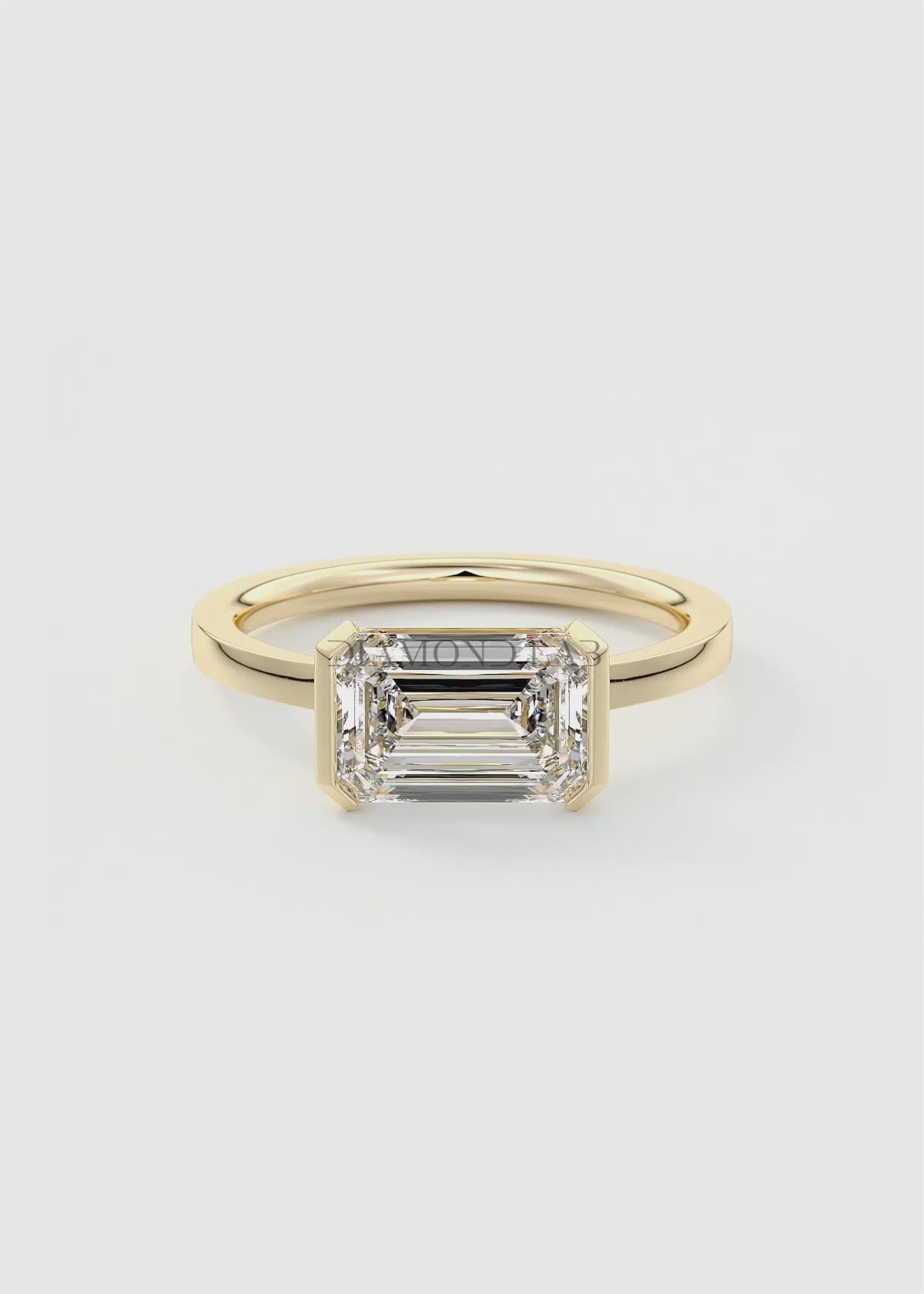 Alosta Emerald Half Bezel Engagement Ring