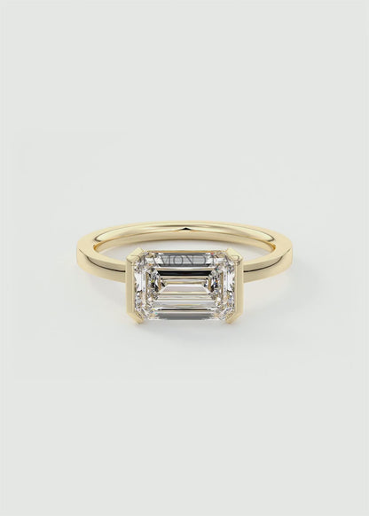 Alosta Emerald Half Bezel Engagement Ring