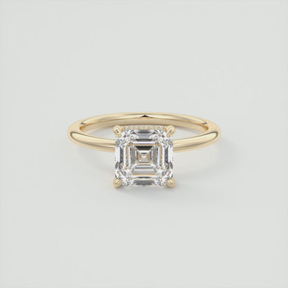 Celestia Asscher Hidden Halo Ring – Lab Diamond or Moissanite