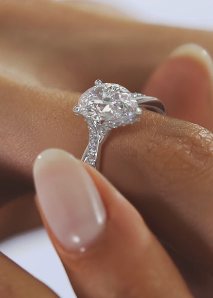 Mirella Pear Twisted Pavé Engagement Ring