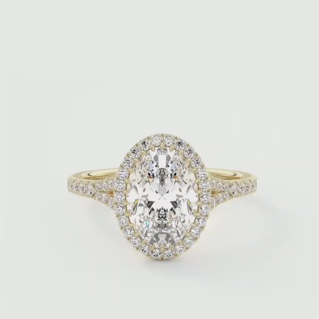 Aeris Oval Halo Pavé Bridge Engagement Ring