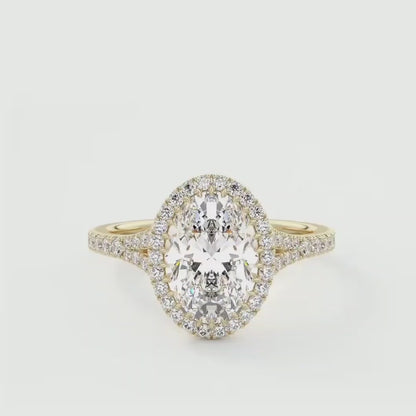 Aeris Oval Halo Pavé Bridge Engagement Ring