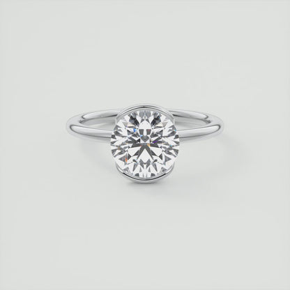 Solara Round Half Bezel Ring – Lab Diamond or Moissanite