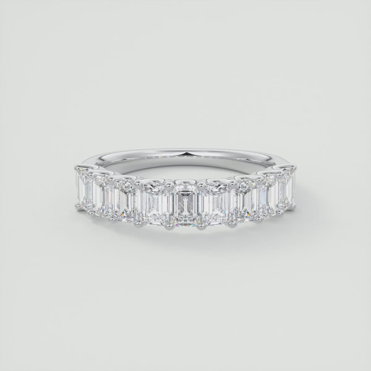 Aurelia Emerald Half Eternity Band 4mm – Lab-Grown Diamond or Moissanite