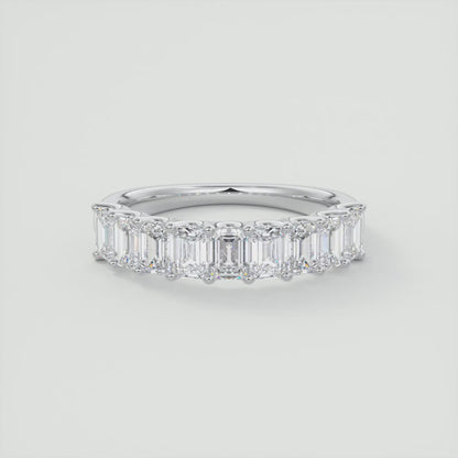 Aurelia Emerald Half Eternity Band 4mm – Lab-Grown Diamond or Moissanite