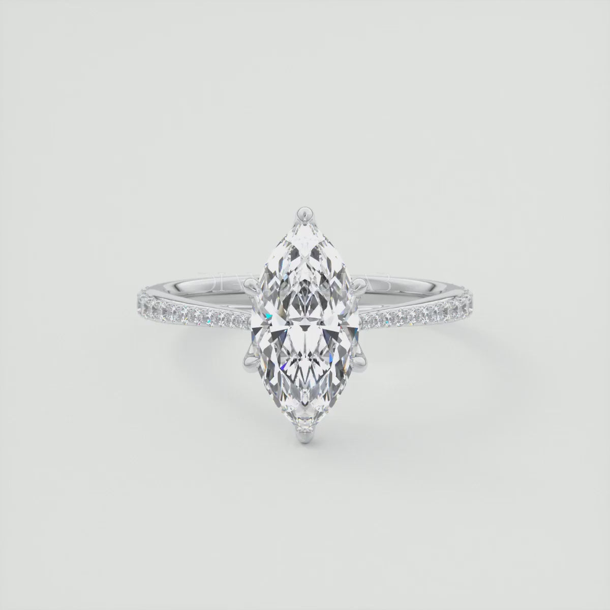 Tulip Marquise Pavé Cathedral Solitaire Ring