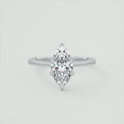 Tulip Marquise Pavé Cathedral Solitaire Ring