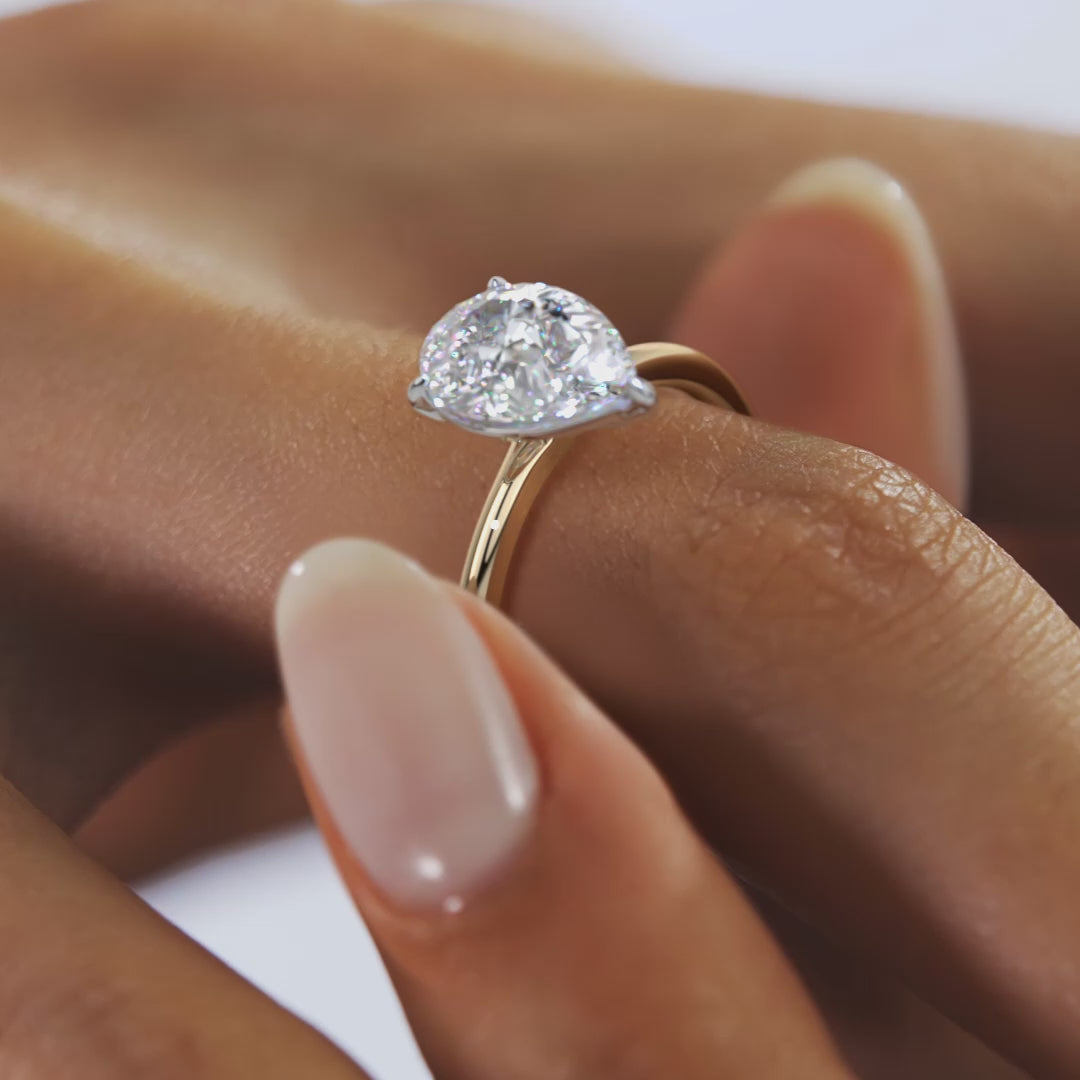 Luna Two-Tone Solitaire Ring – Lab Diamond or Moissanite