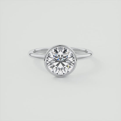 Véda Round Bezel Ring – Lab Diamond or Moissanite