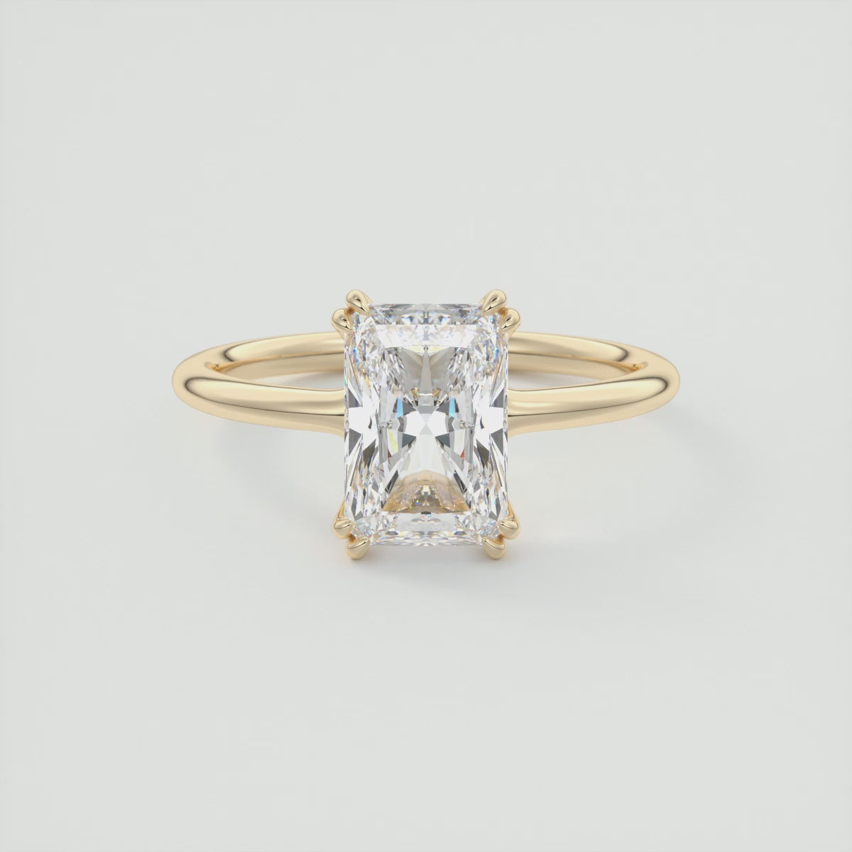 Aura Glide Radiant Double Prong Solitaire Ring – Lab Diamond or Moissanite