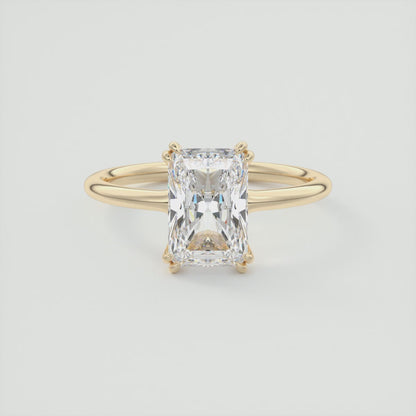Aura Glide Radiant Double Prong Solitaire Ring – Lab Diamond or Moissanite