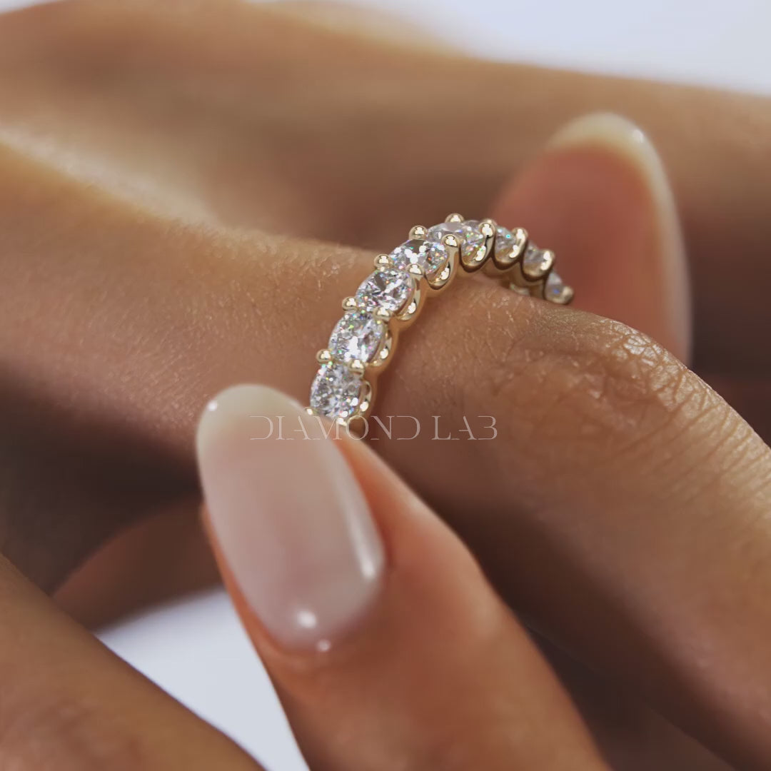 Aurelia Cushion Eternity Band 3mm – Lab-Grown or Natural Diamonds