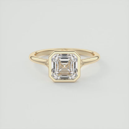 Aeris Asscher Bezel Engagement Ring – Lab Diamond or Moissanite