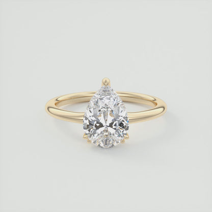 Aura Glide Pear Solitaire Ring – Lab Diamond or Moissanite