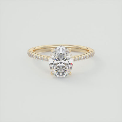 Tulip Oval Pavé Cathedral Solitaire Ring