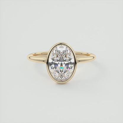 Aeris Oval Bezel Engagement Ring – Lab Diamond or Moissanite