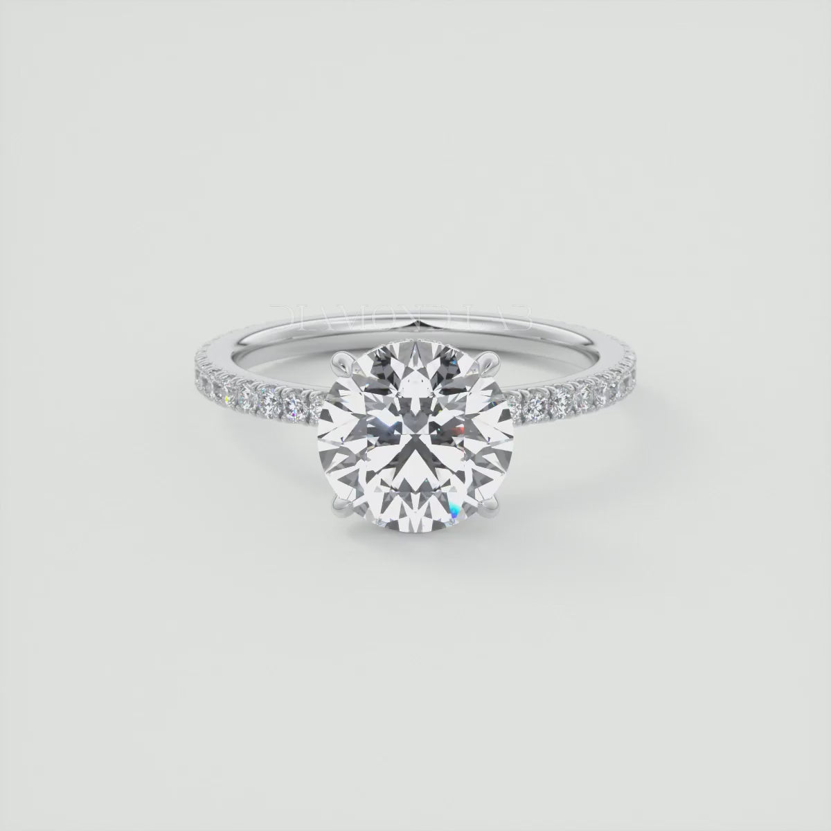 Amelie Round Hidden Halo Pavé Engagement Ring