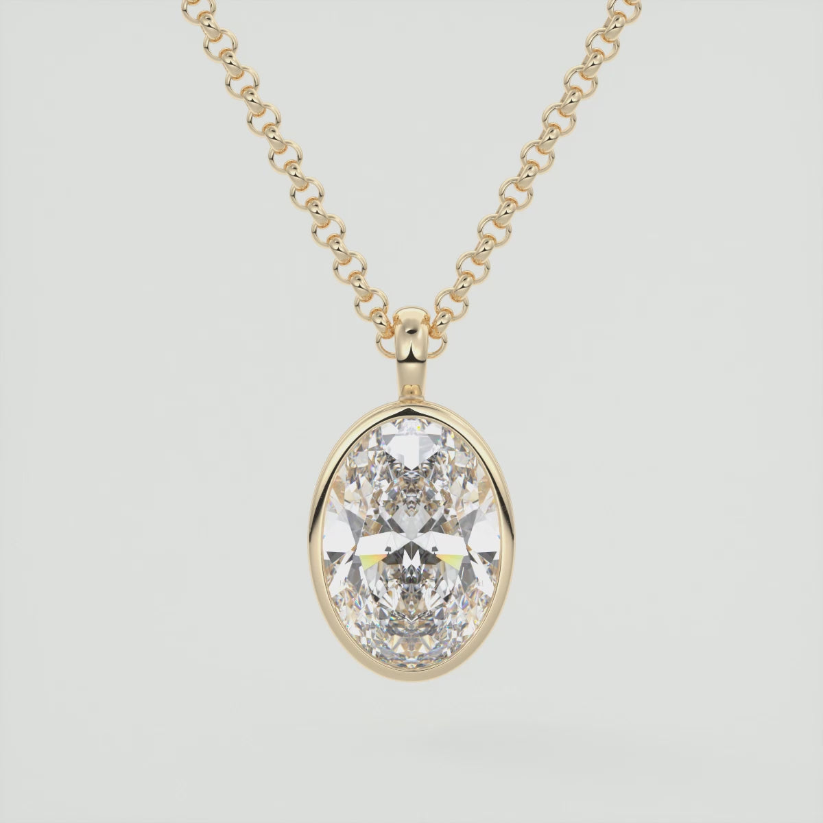 Valencia Oval Bezel Pendant Necklace – Lab-Grown Diamond or Moissanite