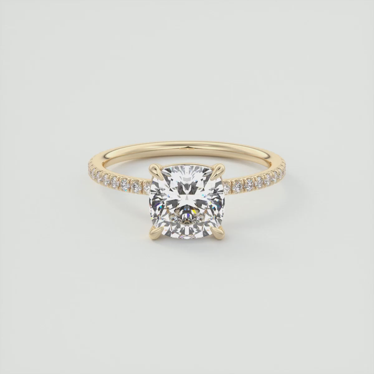 Isolde Cushion Pavé Solitaire Ring