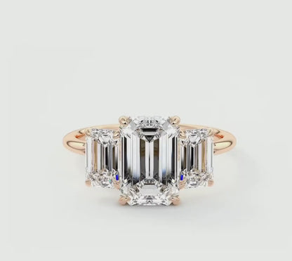 Amara Emerald Cathedral Trilogy Engagement Ring