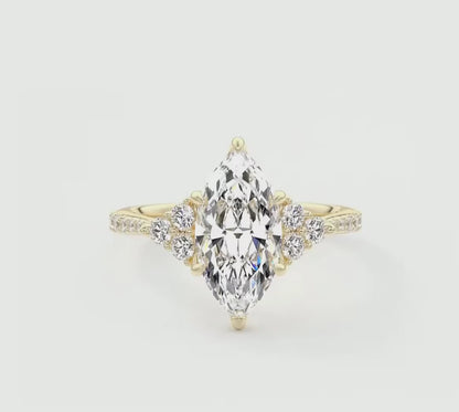 Tulip Marquise Cathedral Pavé Engagement Ring