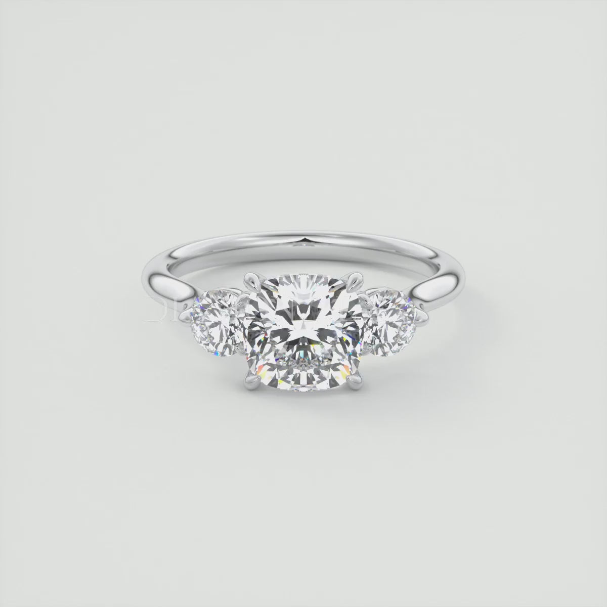Aveline Cushion Cathedral Three-Stone Engagement Ring