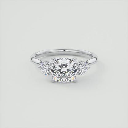 Aveline Cushion Cathedral Three-Stone Engagement Ring